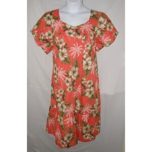 NEW NWOT Tropical Hawaiian Floral Sz XL Casual Cotton Lounge Dress Side Pocket